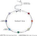wholesale 925 Sterling Silver Heart-Shaped Multi-Color Stones 7 Chakras Yoga Bracelet for Women Wife Girlfriend-0-2