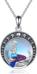 wholesale 925 Sterling Silver Mermaid Pendant with Crescent Moon and Stars - Oceanic  for Her-0-0