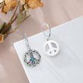 wholesale 925 Sterling Silver Turquoise Peace Sign Drop Earrings-0-3
