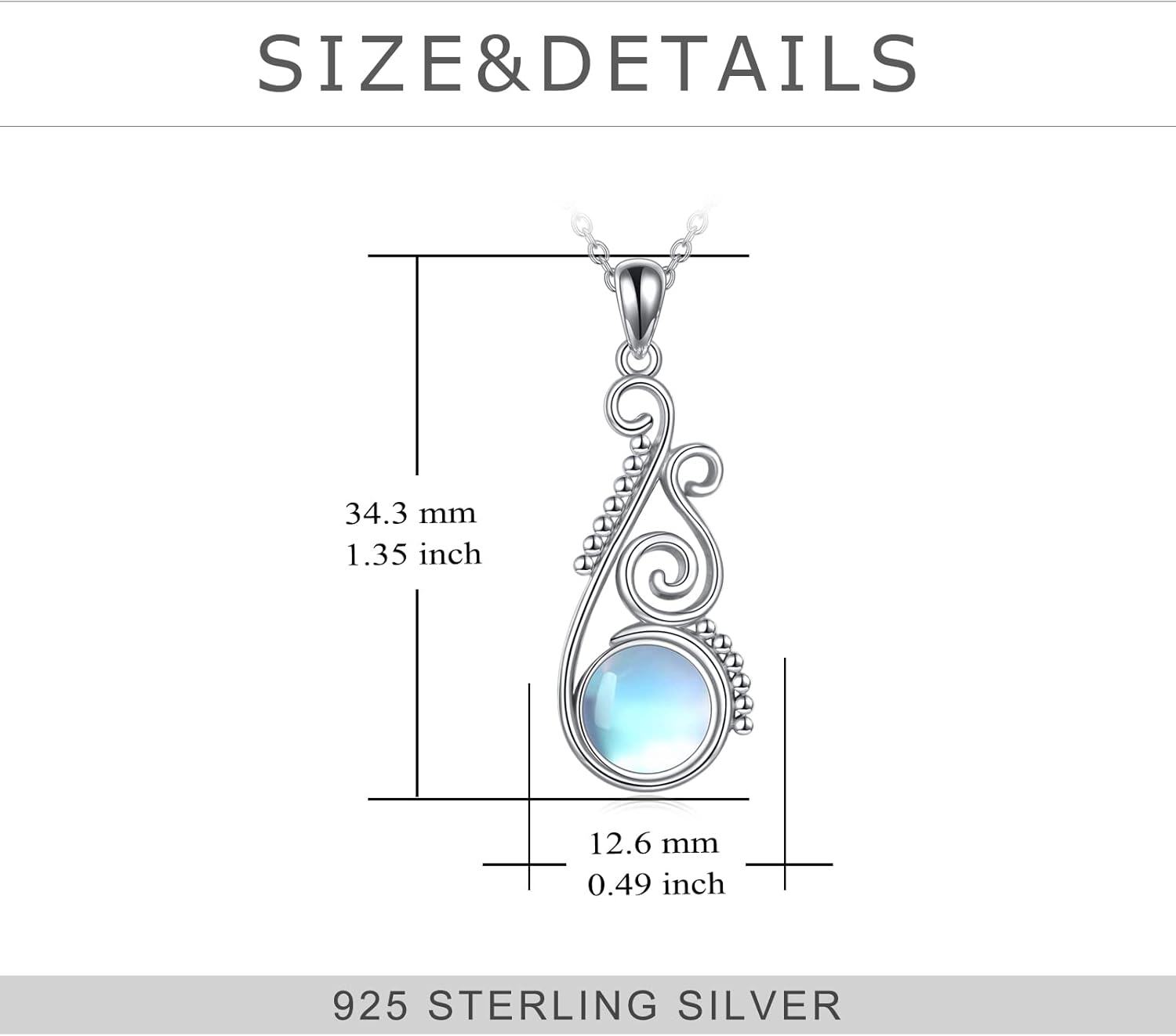 Sterling Silver Moonstone Flower Pendant Necklace for Women Teens-0-3
