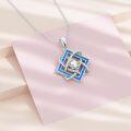 wholesale 925 Sterling Silver Blue Opal Square Cubic Zirconia Pendant Necklace for Women Gifts-0-2