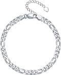 wholesale Sterling Silver Figaro Chain Bracelet 2 5mm 4mm Lobster Clasp Italy 6 5 8 -0-13