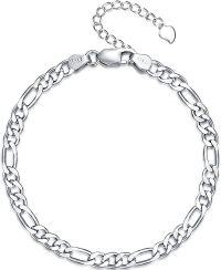 wholesale Sterling Silver Figaro Chain Bracelet 2 5mm 4mm Lobster Clasp Italy 6 5 8 -4MM-Sliver-Adjustable 6.5+2inch