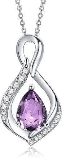 wholesale 925 Sterling Silver Infinity Teardrop Birthstone Necklace for Women Forever Love Jewelry Gift-06 Jun