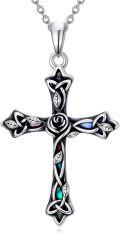 wholesale Cross Necklace For Women 925 Sterling Silver Celtic Knot Cross Pendant With Abalone Shell Religious Jewelry Gifts For Women -0-0