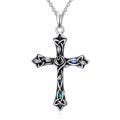 TOUPOP 925 Sterling Silver Abalone Celtic Knot Cross Pendant-0-0