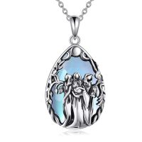 wholesale 925 Sterling Silver Teardrop Pendant With Angel Figure-Triple Goddess Moonstone
