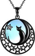 wholesale 925 Sterling Silver Moonstone Starry Night Black Cat Pendant Necklace for Women - Cat Lovers' -0-0
