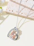 wholesale 925 Sterling Silver Heart-Shaped Pendant with Dachshund Design and Cubic Zirconia Stones - Gifts for Women-0-3