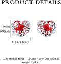 wholesale 925 Sterling Silver Red Crystal Heart Daisy Flower Stud Earrings for Women and Girls-0-2