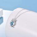 wholesale 925 Sterling Silver Heart-Shaped Blue Topaz Owl Pendant Necklace-0-1