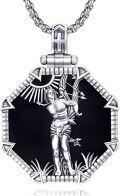 wholesale 925 Sterling Silver Black Onyx Saint Michael Archangel Pendant Necklace  for Men Women Gifts Jewelry Accessories 48cm Chain Length-0-0