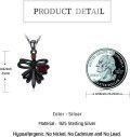wholesale Black 925 Sterling Silver Red Heart Dragonfly Pendant Necklace for Women and Men-0-3
