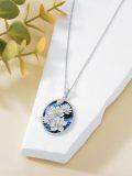 wholesale 925 Sterling Silver Abalone Shell Flower Pendant Necklace for Women Girls-0-4