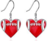 wholesale 925 Sterling Silver Heart-Shaped Football Sport Ball Dangle Earrings for Women-Football A