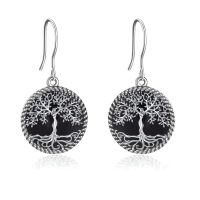 wholesale 925 Sterling Silver Tree Of Life Earrings Wholesale With Rainbow Abalone Shell-black onyx tree