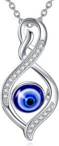 wholesale 925 Sterling Silver Blue Evil Eye Infinity Filigree Pendant Necklace-0-0