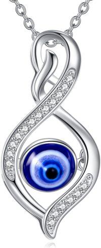 wholesale 925 Sterling Silver Blue Evil Eye Infinity Filigree Pendant Necklace-Evil Eye