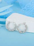 wholesale 925 Sterling Silver Leaf Design Huggie Hoop Earrings - Bohemian Style  for Women-0-3