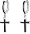 wholesale 925 Sterling Silver Cross Dangle Huggie Hoop Earrings for Men & Women-0-0