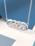 wholesale 14K White Gold Heart-Shaped Pendant with Diamonds and 14K Rose Gold Accents Necklace for Women-0-4