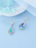 wholesale 925 Sterling Silver Turquoise & Abalone Shell Teardrop Filigree Dangle Earrings Gift for Mom Wife Girlfriend-0-5