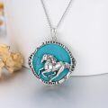 wholesale 925 Sterling Silver Natural Turquoise Running Horse Pendant Necklace-0-2