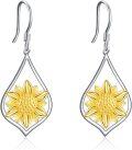 wholesale 925 Sterling Silver Sunflower Teardrop Dangle Earrings for Women Mother's Day Gift-0-0