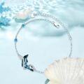 wholesale 925 Sterling Silver Butterfly Bracelet for Women with Blue Cubic Zirconia Crystals and Infinity Design 7 + 2 Adjustable Chain Mothers Day -0-2