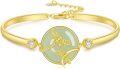 wholesale 14K Gold Plated Sterling Silver Jade Bracelet for Women Lotus Sunflower Tree of Life Hummingbird Dragonfly Bee Butterfly Cat Birthday Mothers Day Gifts for Mom Grandma-0-6