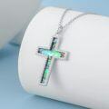 wholesale Sterling Silver Abalone Shell Cross Necklace Christian Gift for Women-0-18