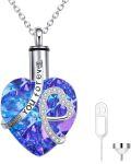 wholesale Sterling Silver Austrian Crystal Heart Urn Necklace for Ashes (w Pin Funnel)-0-6