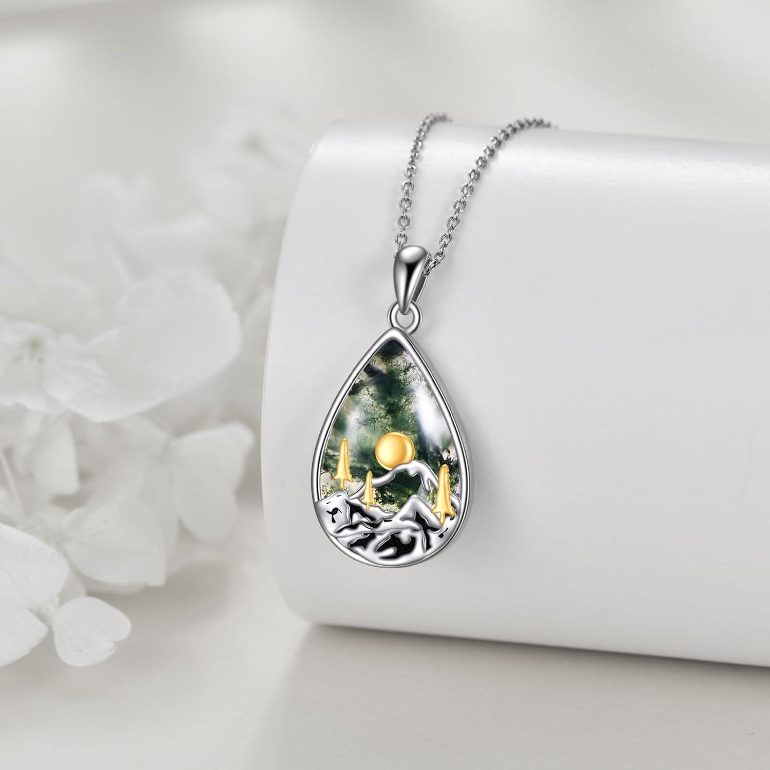  Sterling Silver Stone Mountain Necklace for Women Gift for Skiers Hikers Campers ( ) -0-4