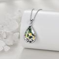 wholesale 925 Sterling Silver Moss Agate Stone Mountain Pendant Necklace for Women Skiing Camping Gifts-0-3