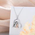 wholesale 925 Sterling Silver Mermaid Moon Pendant Necklace with Cubic Zirconia  for Women Girls-0-3