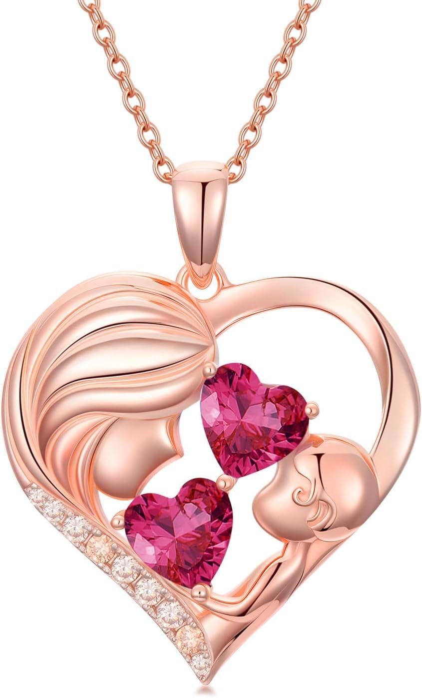  Metal Stone Heart Pendant Necklace Mother s Day Birthday Gift for Women -07-07-Jul-Jul Birthstone-07-07-Jul-Jul Birthstone