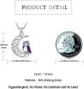wholesale 925 Sterling Silver Owl on Crescent Moon Celtic Knotwork Purple Enamel Pendant Necklaces for Women Girls s 36 Chain Length-0-3