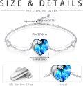 wholesale 925 Sterling Silver Heart-Shaped Blue Crystal Dolphin Charm Bangle Bracelet for Women's Gifts-0-4