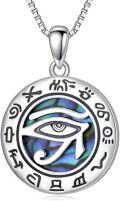 wholesale 925 Sterling Silver Egyptian Eye of Horus Pendant Necklace with Abalone Shell and Symbols-0-0