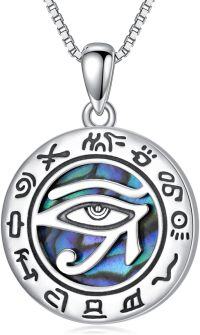 wholesale 925 Sterling Silver Egyptian Eye of Horus Pendant Necklace with Abalone Shell and Symbols-Eye of Horus