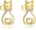 wholesale 14K Gold Heart Studs with Cubic Zirconia for Girls Kids Teenagers  Valentine's Day-0-0