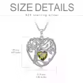 TOUPOP Sterling Silver Peridot Tree Of Life Pendant Necklace-0-5