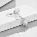wholesale 925 Sterling Silver Light Green Quartz Filigree Teardrop Dangle Leverback Earrings-0-4