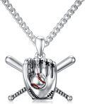 wholesale 925 Sterling Silver &  Baseball Glove Pendant Necklace with Bats – Bold Edgy Gift for Players & Fans-0-0