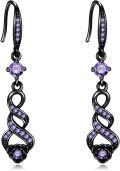 wholesale 925 Sterling Silver Purple Crystal Twist Flower Drop Earrings  for Women-0-0