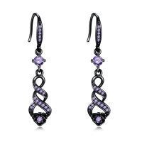wholesale 925 Sterling Silver Purple Crystal Twist Flower Drop Earrings  for Women-Purple
