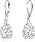 wholesale 925 Sterling Silver Teardrop Filigree Leverback Earrings for Women Gifts-0-0