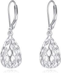 wholesale 925 Sterling Silver Teardrop Filigree Leverback Earrings for Women Gifts-Teardrop Leverback Earrings
