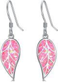 wholesale 925 Sterling Silver Leaf Opal Drop Earrings - Mother's Day Gifts for Women-0-12