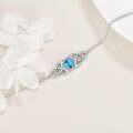 wholesale 925 Sterling Silver Blue Turquoise Celtic Trinity Knot Bracelet for Women-0-2